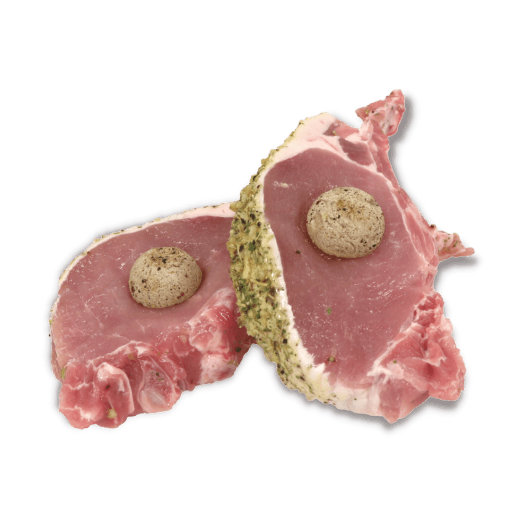 Dijon & Herb Encrusted Pork Cutlet with Black Garlic Butter (pack of 2) - Pork - The Meat Wagon