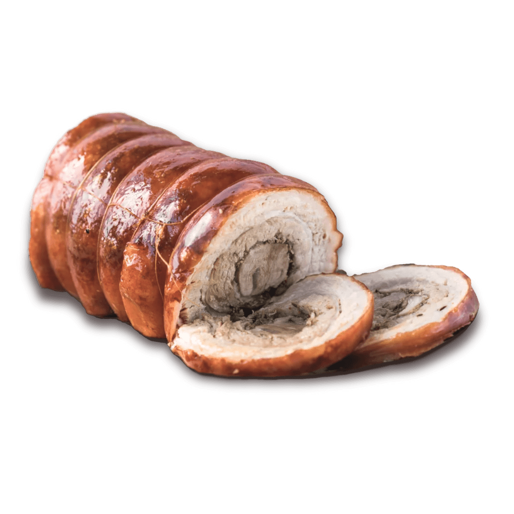 Pork Belly Porchetta stuffed with Apple, Fennel, Herbs & Spices - Christmas Food - The Meat Wagon